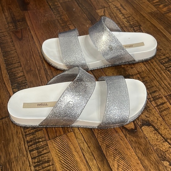 Melissa Cosmic Women glitter silver double strap slides slip on shoes size 6 - Picture 13 of 13